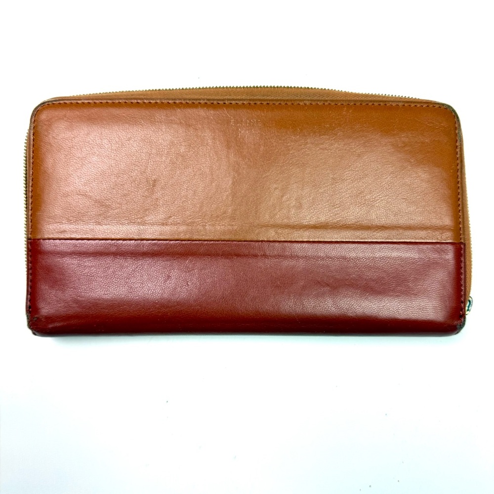 CELINE Colorblock Leather Zippered Long Wallet